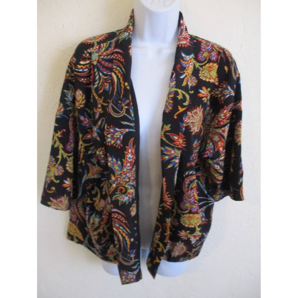 Esley Open Front Lined Slouch Blazer Size M Festive Print